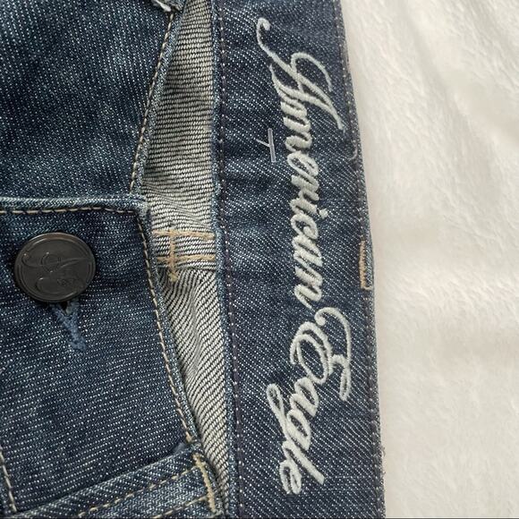 American Eagle outfitters Favorite Boyfriend Jeans dark blue flare size 8 AEO - Picture 4 of 8